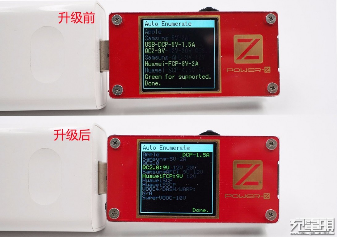 ChargerLAB POWER-Z KT001固件升级，支持华为40W和OPPO/一加超级闪充协议检测-POWER-Z